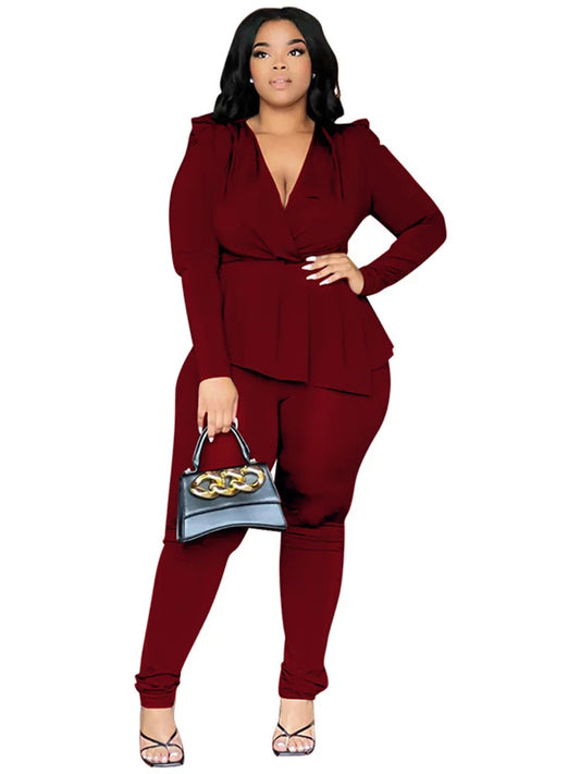 Women's Plus Size Two Piece Set  Pants Leggings Matching  Top