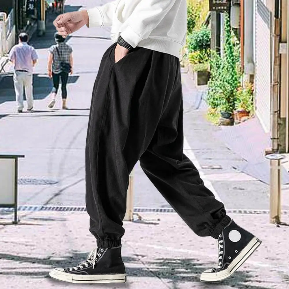 Men's Casual Sweatpants Baggy Joggers Streetwear  Pants Herringbone Pattern