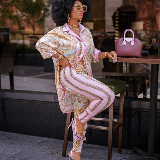 Women's 2 Piece African Print  Pants Suit Outfits